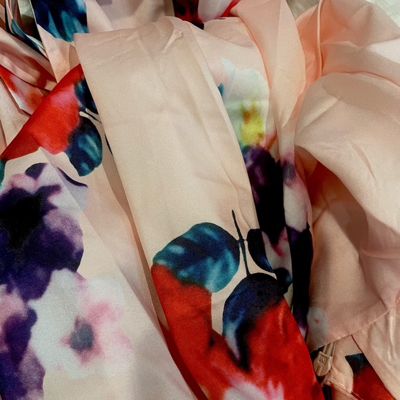 Floral Print Shoulder Tie backless Bridal Wedding Summer Maxi Dress - Picture 11 of 11